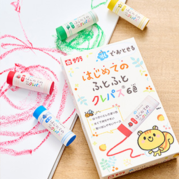 0歳～） 水でおとせる はじめてのふとふとクレパス 6色 | 絵本