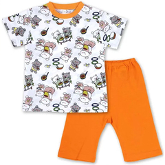 （100）しろくまちゃんのほっとけーき 半袖パジャマ オレンジ