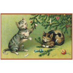 ポストカード ネコとクリスマスツリー