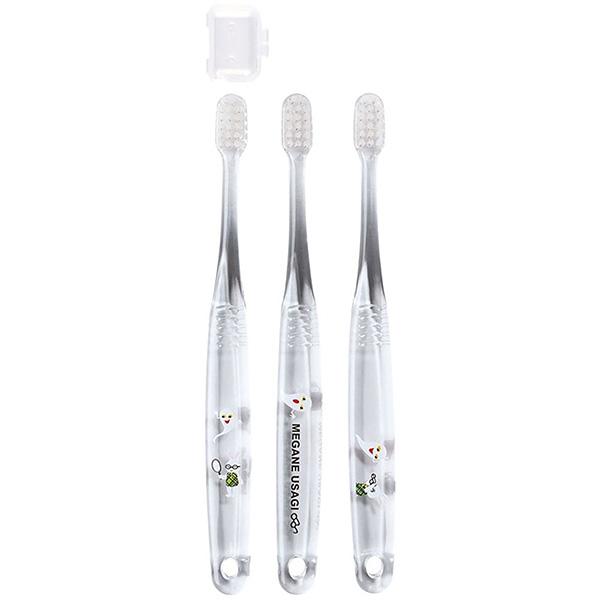 めがねうさぎ クリア歯ブラシ 3本セット